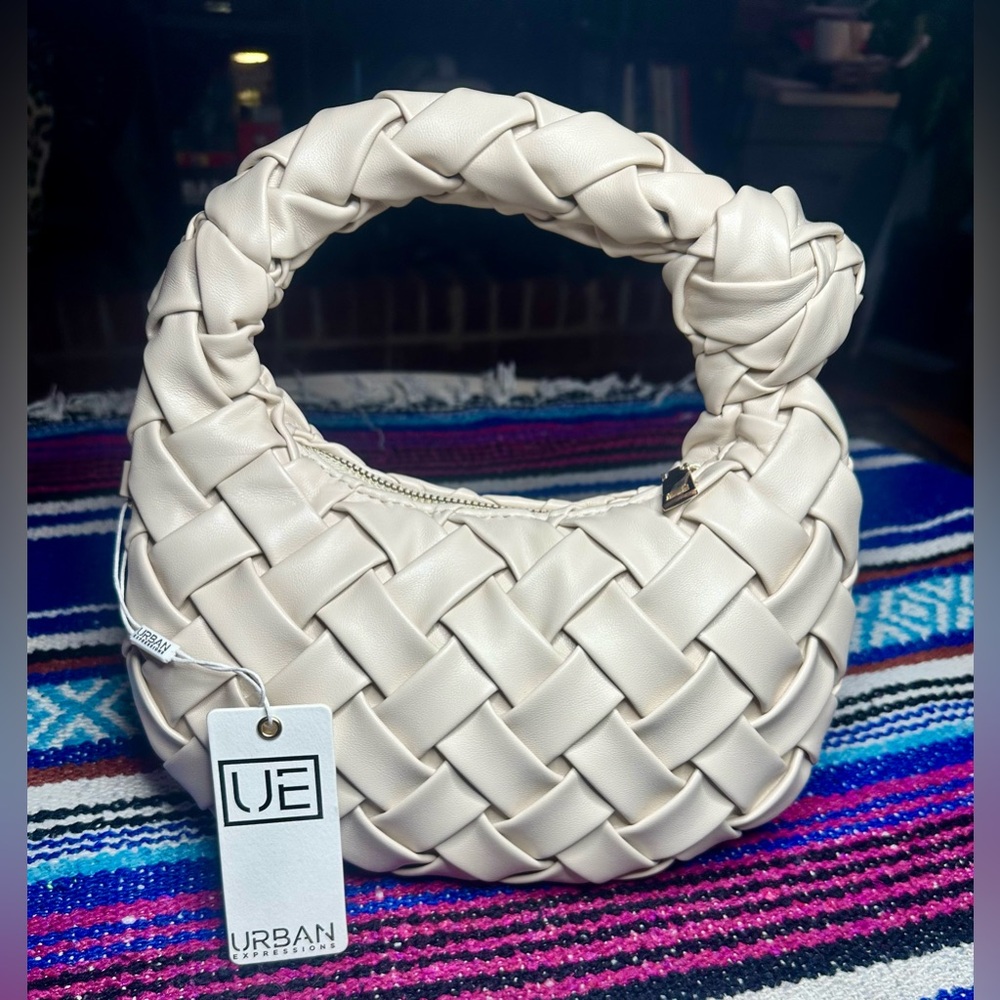 Urban Expressions Woven Vegan Leather Mini Hobo Bag
